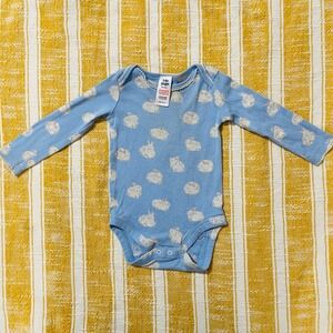 Baby Boden Blue Bunny Long Sleeve Bodysuit 6-12 Months